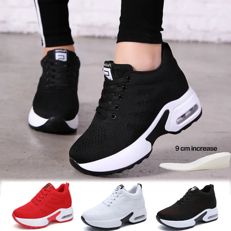 Women High Top Walking Footwear 9 Cm Wedges Sports Shoes