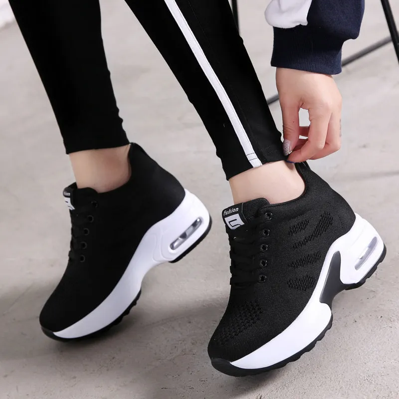 Women High Top Walking Footwear 9 Cm Wedges Sports Shoes