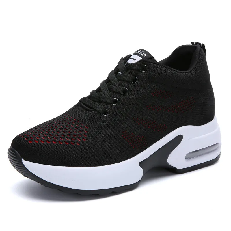 Women High Top Walking Footwear 9 Cm Wedges Sports Shoes