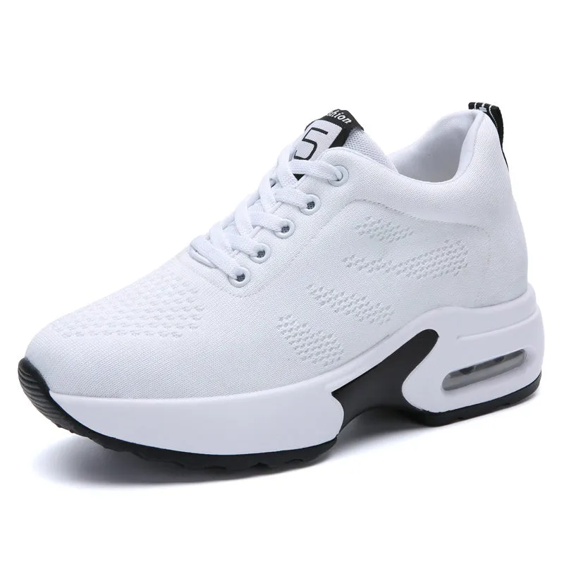 Women High Top Walking Footwear 9 Cm Wedges Sports Shoes
